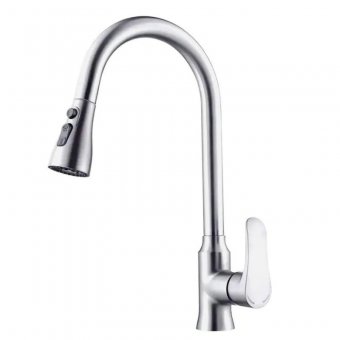 Baterie Bucatarie cu Dus Extractibil Inox Argintiu
