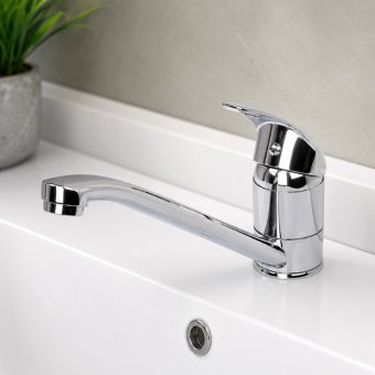 Baterie Bucatarie si Baie Monocomanda, Pipa Pivotanta, Crom Lucios, Cartus Ceramic 40 mm