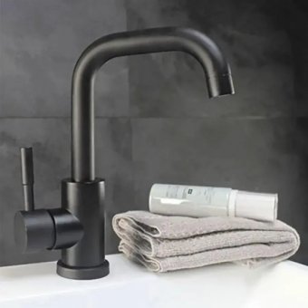Baterie Lavoar cu Pipa Rotativa, Negru, Inox SUS304