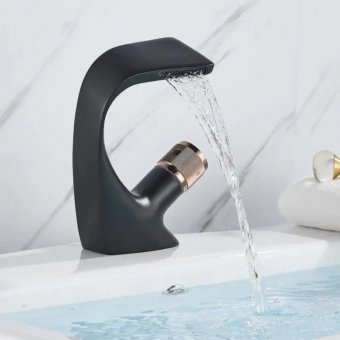 Baterie Lavoar Monocomanda Alama Sanitara Negru Racorduri incluse