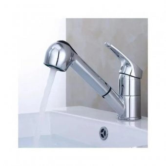 Baterie Tip Frizerie cu Dus Extractabil, Aliaj, Crom
