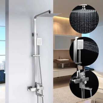 Coloana de dus, Inox, para patrata, efect ploaie, 3 functii