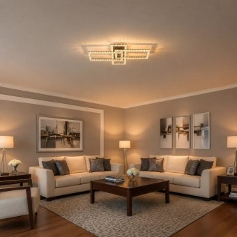 Lustra LED cu Telecomanda, 3 Surse, Lumina Calda/Neutra/Rece, Dimabila, Negru