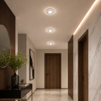 Spot LED ORBITA Model 2, 5W, Rotund, Lumina Rece 6000K + RGB, Incastrat, Alb