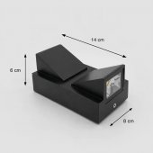 Aplica LED de Exterior si Interior, 2 Surse x 5W, IP65, ABS, Negru, 3000K