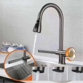 Baterie Bucatarie cu Dus Extractibil Inox Argintiu Cu Functie Cascada