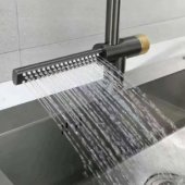 Baterie Bucatarie cu Dus Extractibil Inox Argintiu Cu Functie Cascada