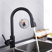 Baterie Bucatarie cu Dus Extractibil, Inox SUS304, Negru