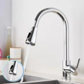 Baterie Bucatarie cu Dus Extractibil, Pipa cu Touch pentru Pornire/Oprire, Inox SUS304, Crom