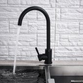 Baterie Bucatarie Monocomanda Pipa Pivotanta Cartus Ceramic Inox Negru Satin Racorduri Kit Fixare Incluse