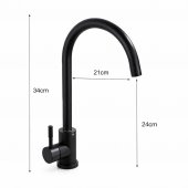 Baterie Bucatarie Monocomanda Pipa Pivotanta Cartus Ceramic Inox Negru Satin Racorduri Kit Fixare Incluse