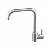 Baterie Bucatarie Monocomanda Pipa Pivotanta Cartus Ceramic Inox Satinat Racorduri Kit Fixare Incluse