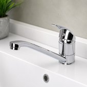 Baterie Bucatarie si Baie Monocomanda, Pipa Pivotanta, Crom Lucios, Cartus Ceramic 40 mm