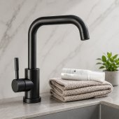 Baterie Lavoar cu Pipa Rotativa, Negru, Inox SUS304