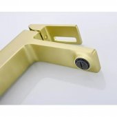 Baterie Lavoar Monocomanda Cartus Ceramic Alama Sanitara Auriu Satin Racorduri si Kit Fixare Incluse
