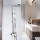 Coloana de dus, Inox, para patrata, efect ploaie, 3 functii