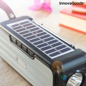 Difuzor bluetooth cu incarcare solara, radio, hands-free, Intrare USB, AUX, microSD  si lanterna LED InnovaGoods