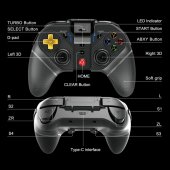 Gamepad wireless, ps3/pc/android/ios, turbo, suport smartphone latime 8 cm