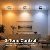 Lustra LED cu Telecomanda, 3 Surse, Lumina Calda/Neutra/Rece, Dimabila, Negru