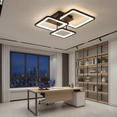 Lustra LED cu Telecomanda 60W, 3 Patrate, Dimabila, Lumina Calda/Neutra/Rece, Negru