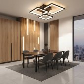 Lustra LED cu Telecomanda 60W, 3 Patrate, Dimabila, Lumina Calda/Neutra/Rece, Negru