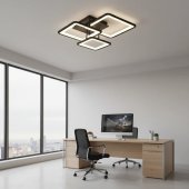 Lustra LED cu Telecomanda 60W, 3 Patrate, Dimabila, Lumina Calda/Neutra/Rece, Negru