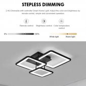 Lustra LED cu Telecomanda 60W, 3 Patrate, Dimabila, Lumina Calda/Neutra/Rece, Negru