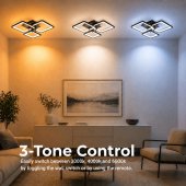 Lustra LED cu Telecomanda 60W, 3 Patrate, Dimabila, Lumina Calda/Neutra/Rece, Negru