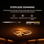 Lustra LED cu telecomanda KILLIAN 80W, 4 Cercuri, lumina Rece/Calda/Neutra, Dimabila, Auriu Alb