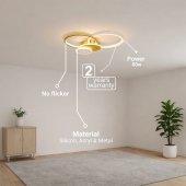 Lustra LED cu telecomanda KILLIAN 80W, 4 Cercuri, lumina Rece/Calda/Neutra, Dimabila, Auriu Alb
