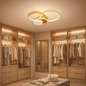 Lustra LED cu telecomanda KILLIAN 80W, 4 Cercuri, lumina Rece/Calda/Neutra, Dimabila, Auriu Alb