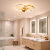 Lustra LED cu telecomanda KILLIAN 80W, 4 Cercuri, lumina Rece/Calda/Neutra, Dimabila, Auriu Alb