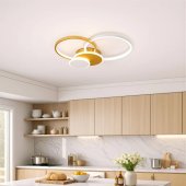 Lustra LED cu telecomanda KILLIAN 80W, 4 Cercuri, lumina Rece/Calda/Neutra, Dimabila, Auriu Alb