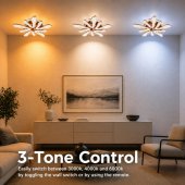 Lustra LED cu Telecomanda si Cristal, 68W, 5 Surse, Dimabila, Lumina Calda/Neutra/Rece, Diametru 59 cm, Auriu