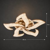 Lustra LED HALESA Magno cu Telecomanda, Cristal, 66W, 5 Surse, Dimabila, Lumina Calda/Neutra/Rece, Auriu