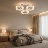 Lustra LED RONDA Nobile 46W, 3 Cercuri, Telecomanda, Dimabila, Lumina Calda/Neutra/Rece, Alb