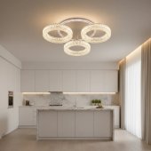 Lustra LED RONDA Nobile 46W, 3 Cercuri, Telecomanda, Dimabila, Lumina Calda/Neutra/Rece, Alb