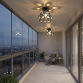 Lustra Vera, 1*E27, Negru, Metal si Cristal