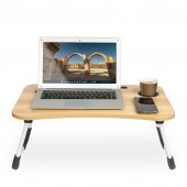 Masa pentru Laptop plianta din MDF, dimensiune 60 x 39,5 cm, cu suport pentru pahar si telefon