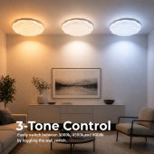 Plafoniera LED Floare 22W, 23 cm, 3000K/4000K/6000K, Alb, Lumina Reglabila