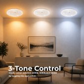 Plafoniera LED Raza 22W, 23 cm, 3000K/4000K/6000K, Alb, Lumina Reglabila