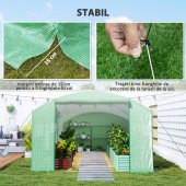 Sera de Gradina din Otel Galvanizat, 3 Usi Rulante, 6 Ferestre, 5.94 x 3 x 2 m, Verde