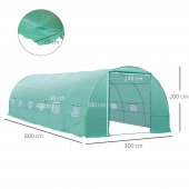 Sera Gradina 8 x 3 x 2 m, Verde, PE si Cadru din Otel