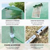 Sera Gradina 8 x 3 x 2 m, Verde, PE si Cadru din Otel