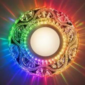 Spot LED ORBITA Model 8, 5W, Rotund, Lumina Rece 6000K + RGB, Incastrat, Alb